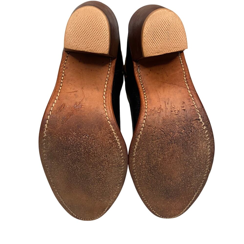 Frye Longhorn Inlay Leather Cowgirl Boots Sz 7.5 Black Tan Leather Vintage - Picture 7 of 16